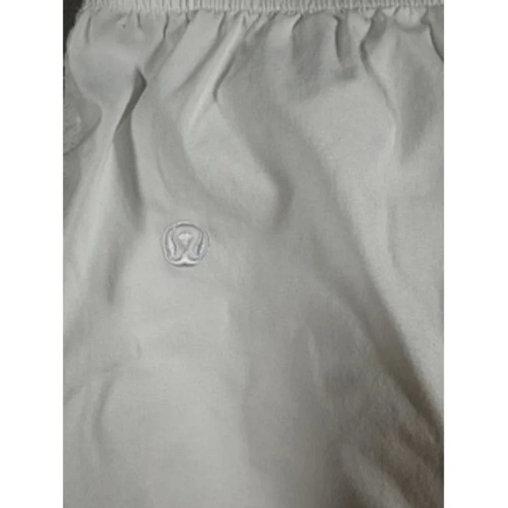 Lululemon White Cotton Blend Poplin High Rise Drawstring Shorts 4